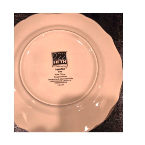 222 Fifth Joyeux Noel Red Gold Paris Eiffel Tower Holiday Plates 4 Set 9" Salad - Picture 4 of 7